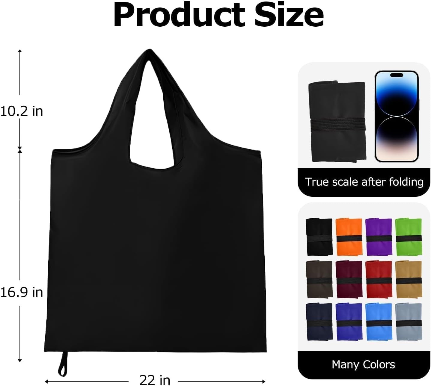 Foldable Shopping Bag, Washable Reusable Grocery with Holder, Nylon Lightweight