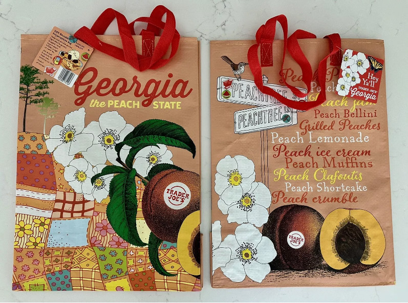 3 Lot Trader Joe NWT REUSABLE GEORGIA STATE 🍑 GA PEACH SHOPPING TOTE GIFT BAGS
