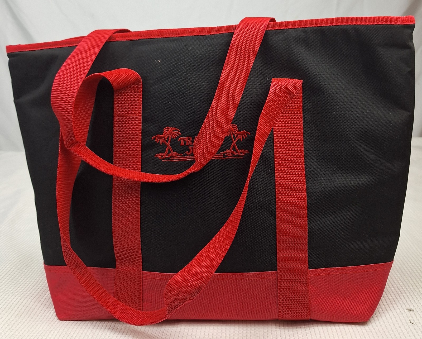 Trader Joe’s Black Red Black Insulated Large Cooler Tote Reusable Shopping Bag