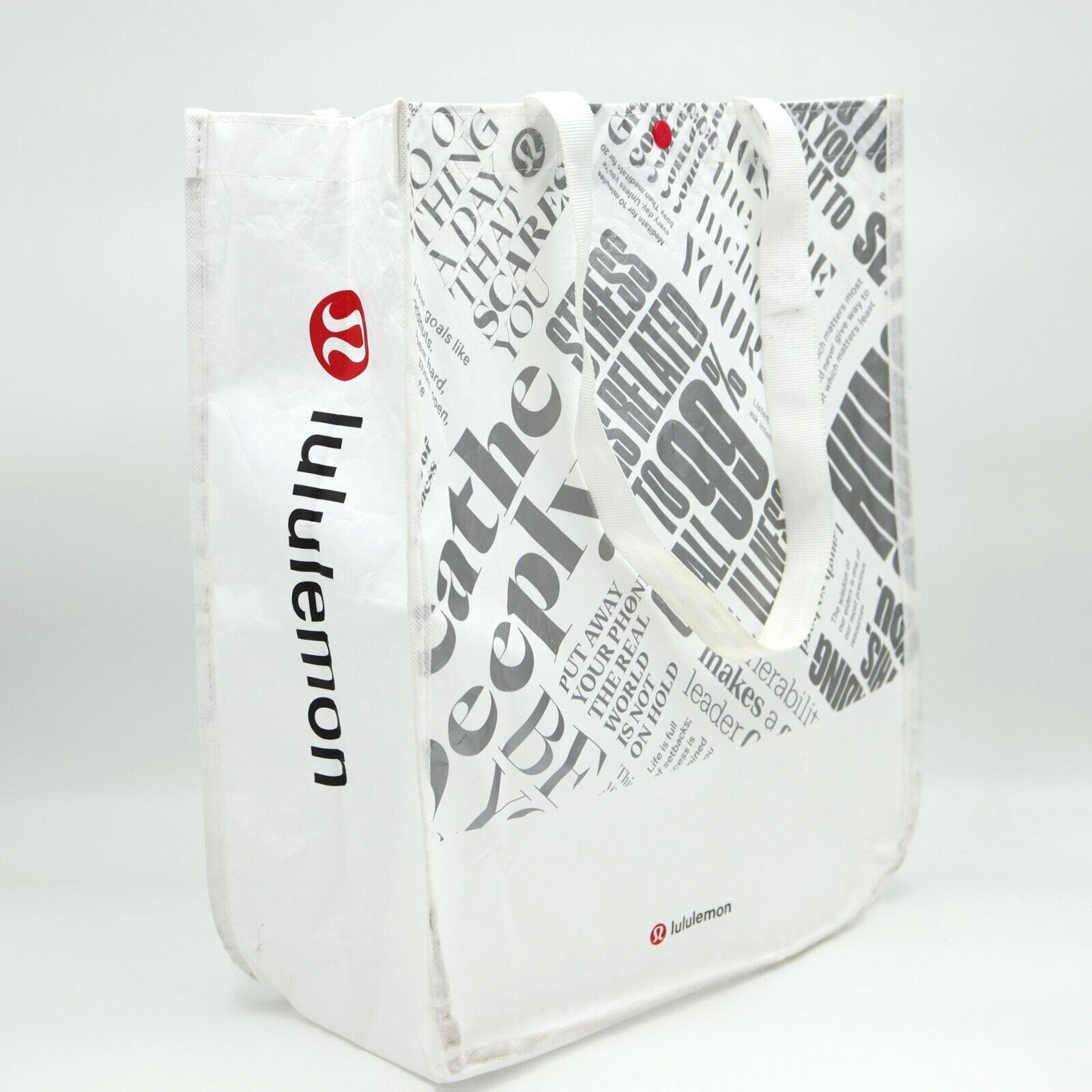 16 x 14in Lululemon 20th Anniversary Reusable Shopping Tote Gym Bag Carry White