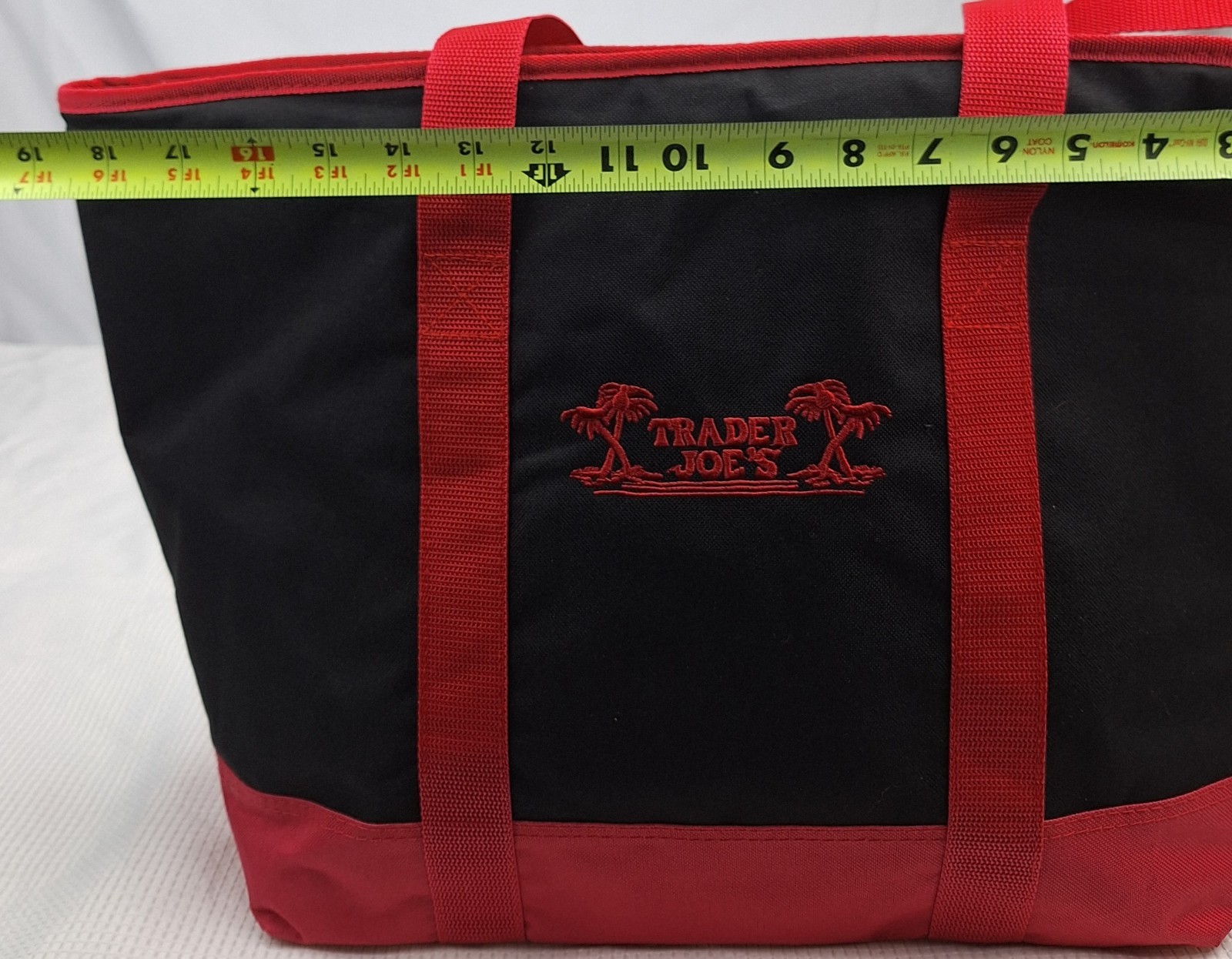 Trader Joe’s Black Red Black Insulated Large Cooler Tote Reusable Shopping Bag