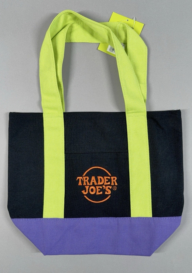 Trader Joe’s Mini Trick or Treat Halloween Black Green Canvas Tote 81415(U15U16)