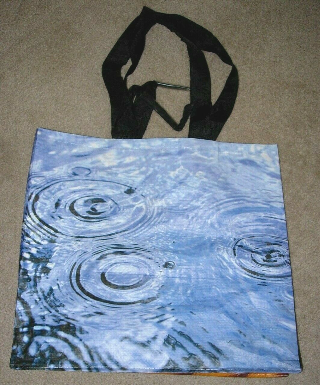 NEW Reusable Shopping Grocery Eco Large Tote BAG WATER SAND BLUE GOLD 17X15X8