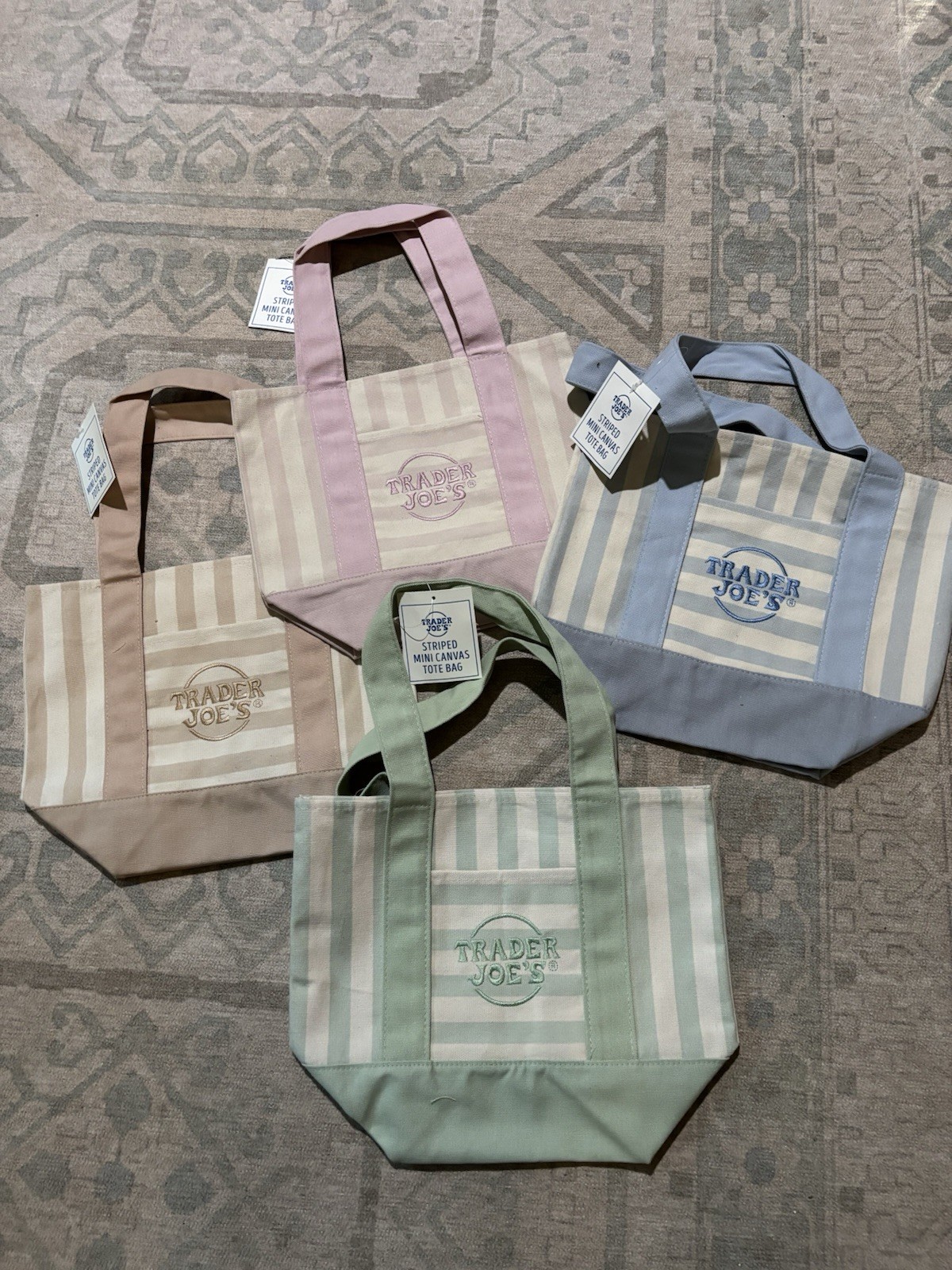 Trader Joe’s Striped Mini Canvas Tote Bag (set of 4)