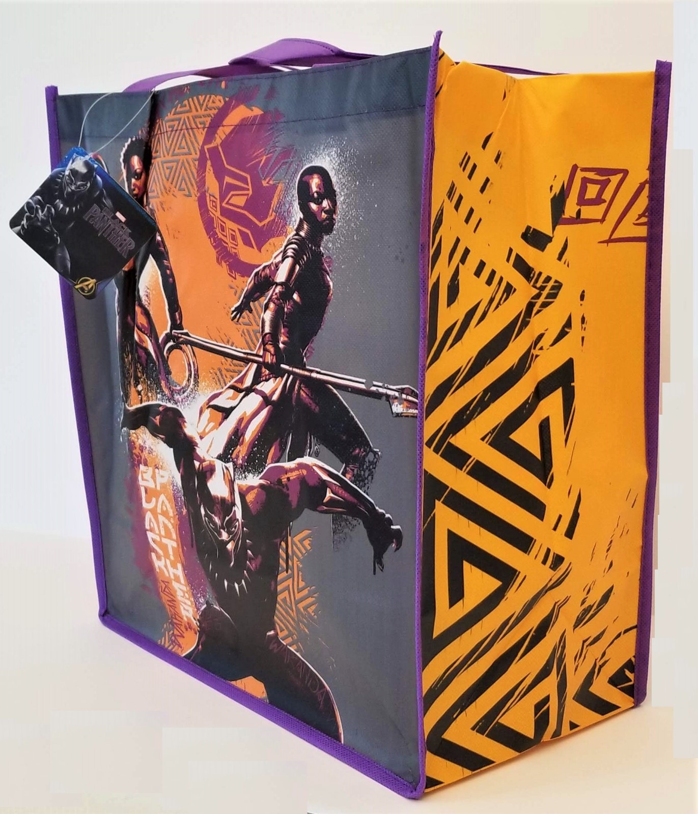Black Panther Reusable Tote Bag Halloween Shopping Grocery Gift Purple Orange