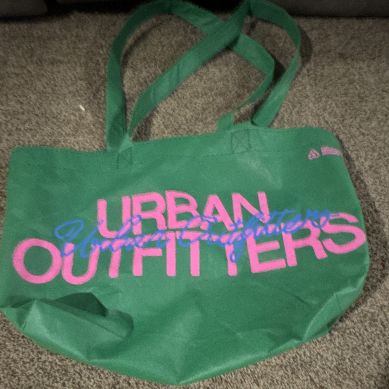 Urban Outfitters Large Green/Pink Polyester Tote, Recycled Reusable, MPN 90670