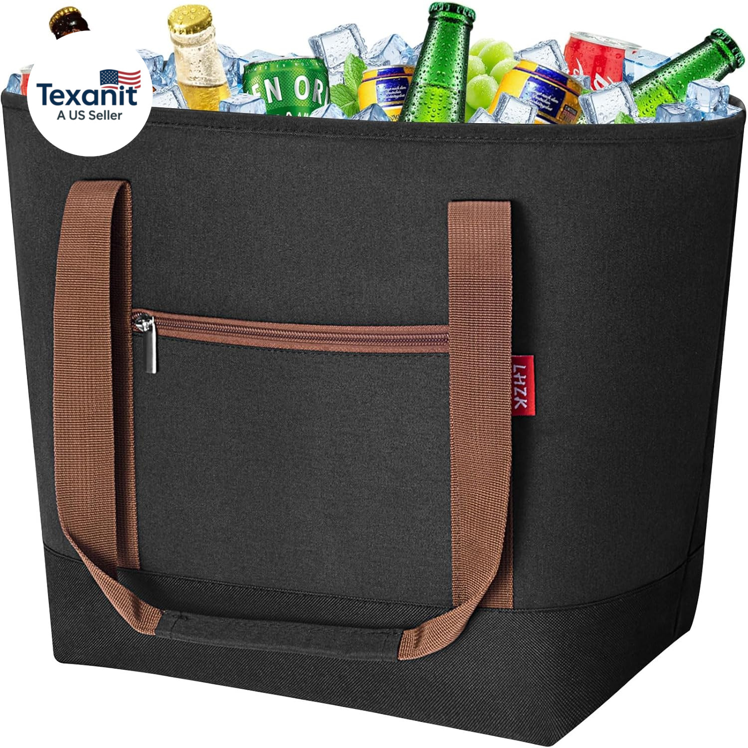 Jumbo Insulated Cooler Bag with Zipper, Collapsible Leak Proof Insulated Bag wit