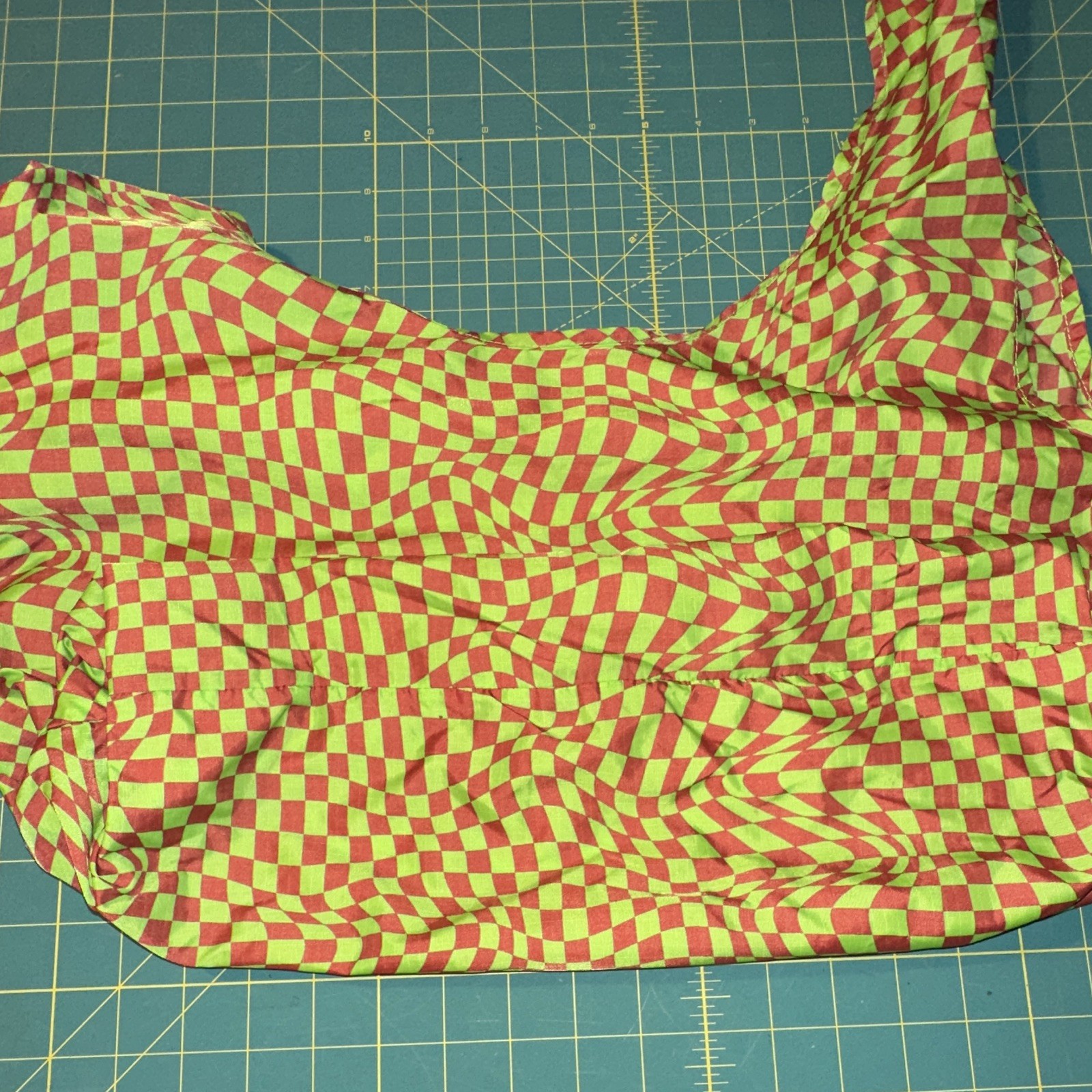 BAGGU Green/Red Checked Reusable Shopping Bag 6×15.5×25.5 in
