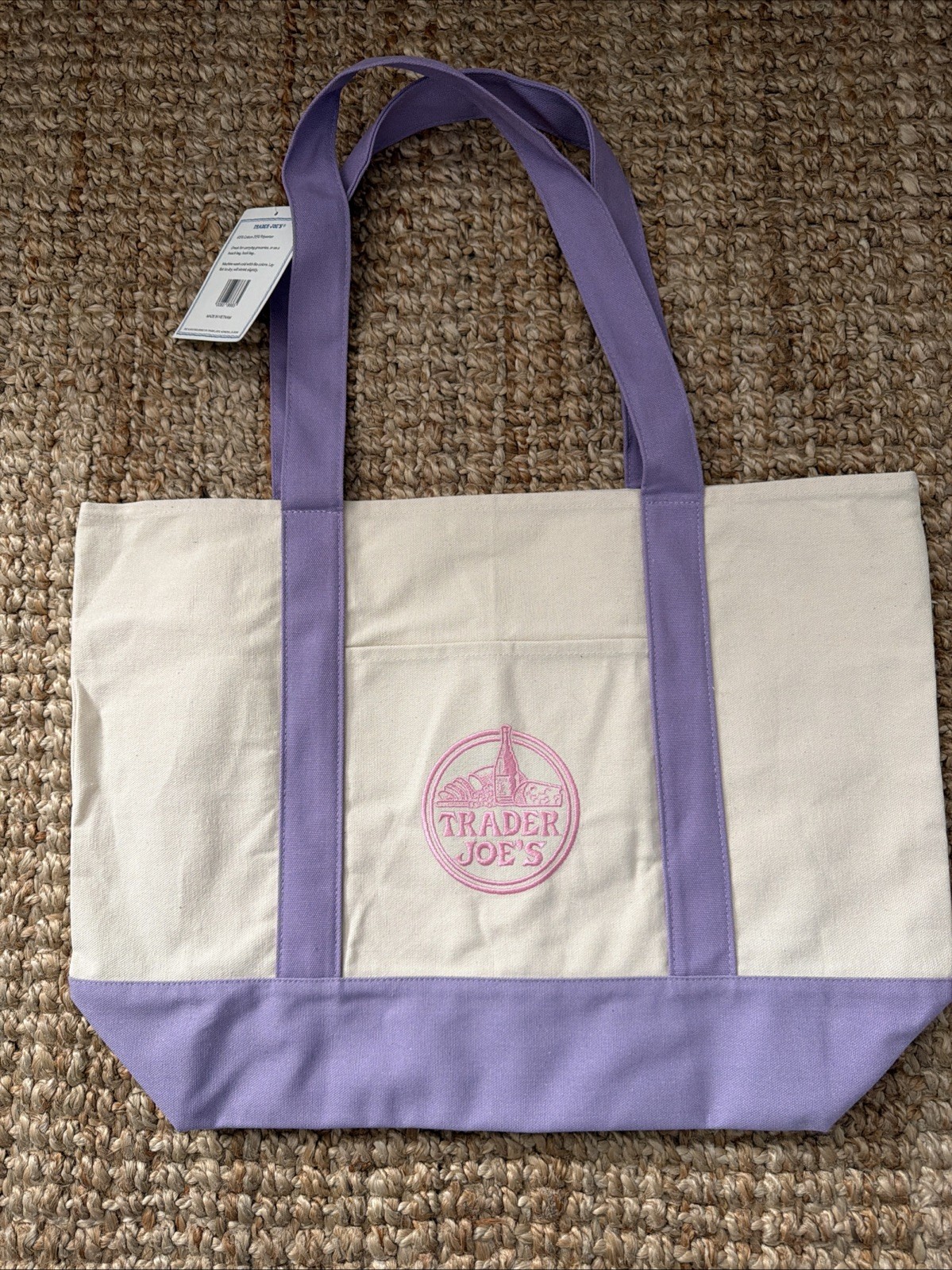 Trader Joe’s Large Canvas Tote Reusable Grocery Beach Bag NEW