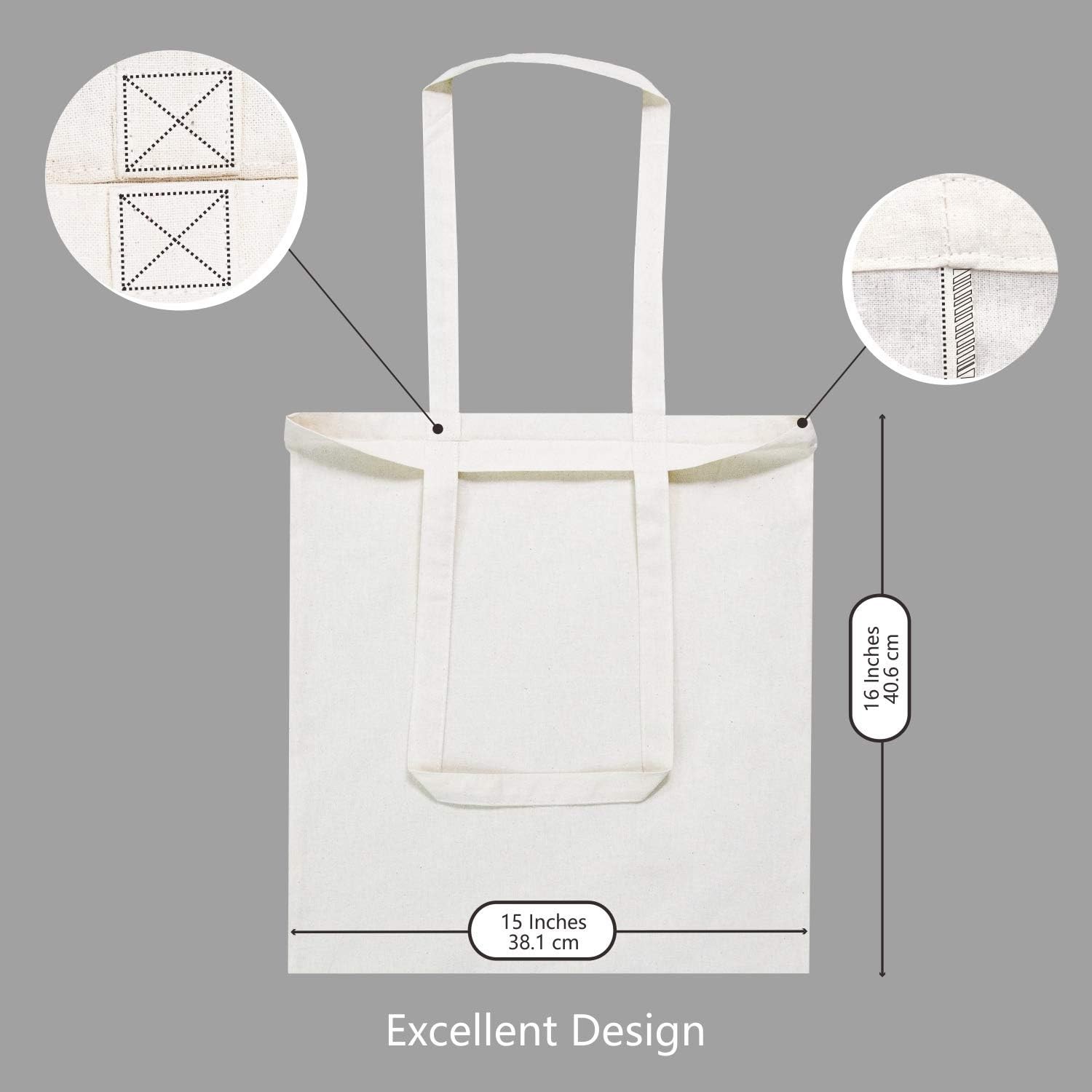 TOPDesign 192 Pack Cotton Tote Bags 16×15 Economical