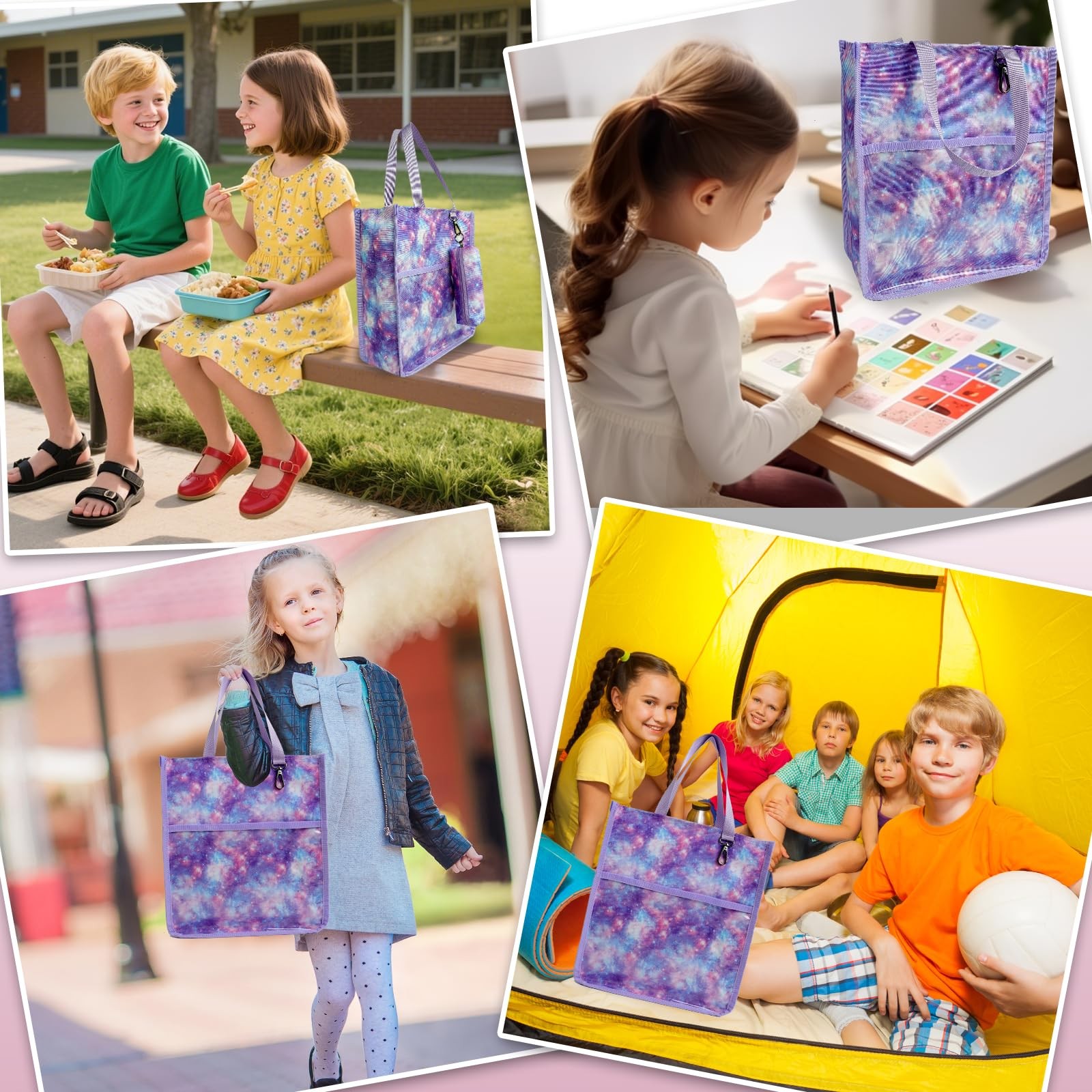Girls Classic Tote Bag,Lightweight ，Durable with Hook for School Library Pait…