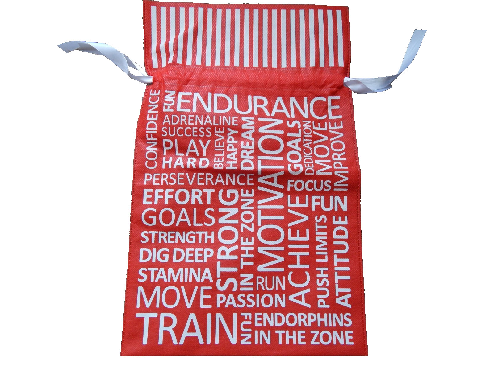 CHALK TALK SPORTS RED AND WHITE REUSABLE ECO FRIENDLY CINCH CLOSE GIFT BAG NEW