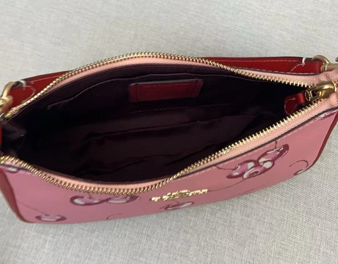 NWT Teri 2way Shoulder Bag Canvas Leather Cherry Print Pink CR290 New