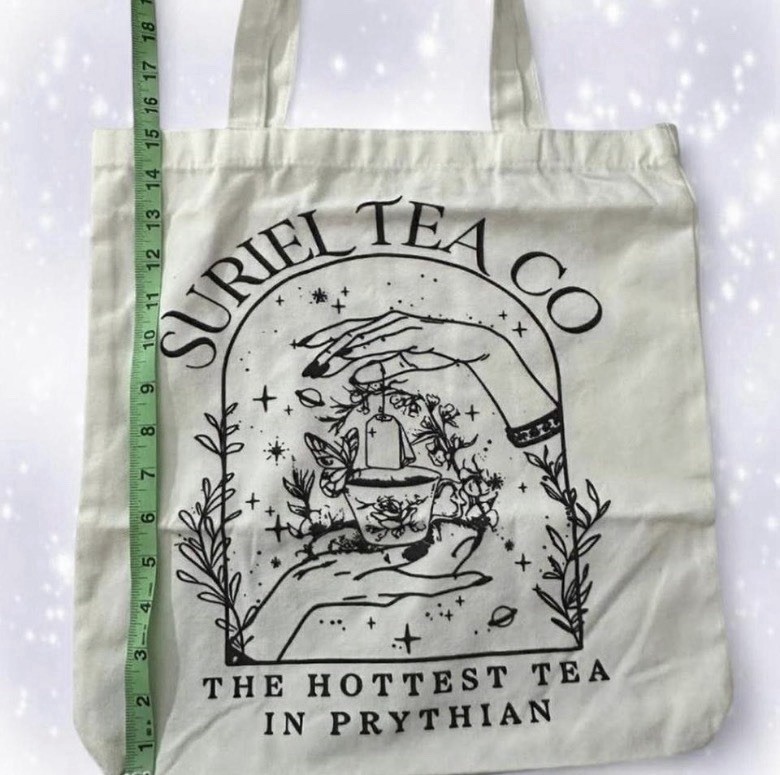 Boho Witchy Aesthetic Suriel Tea Co White Graphic Printed Spacious Cloth Tote