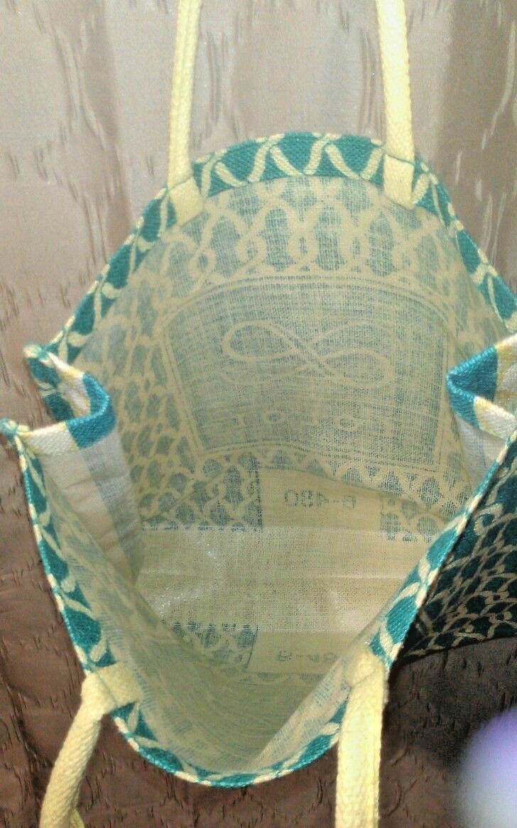 LOLOI Jute Burlap Eco Shopping Tote Beach Bag Wipe Clean Long Soft Straps