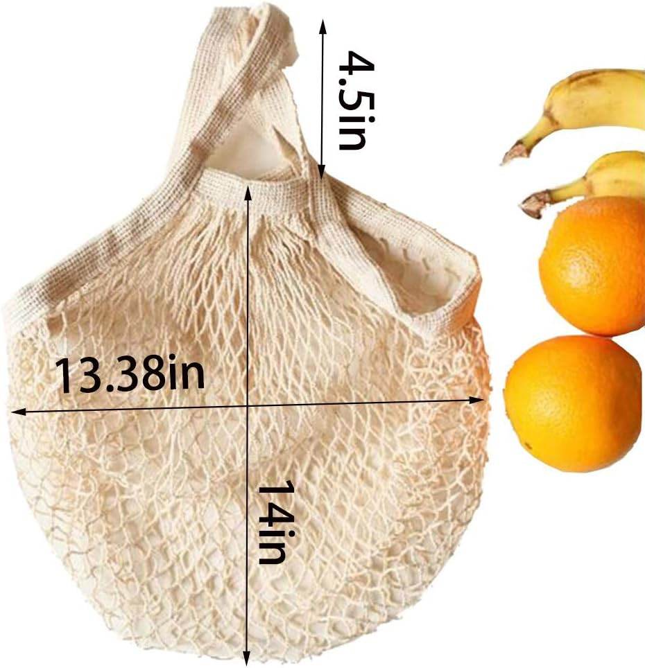 Reusable Cotton Mesh Grocery Bags Cotton String Bag Net Shopping Mesh Bags Pack