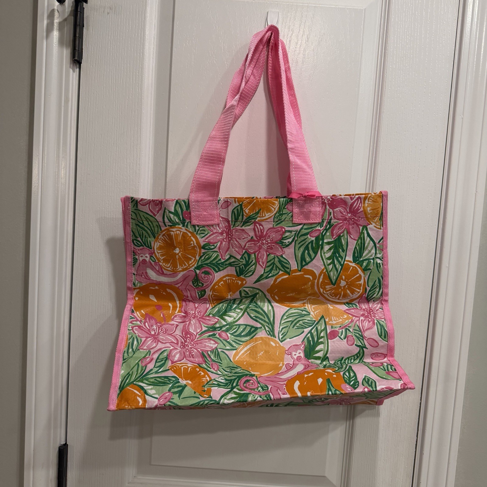 NWT Lilly Pulitzer Market Tote Bag Red Right Return Reusable Sailboats Preppy