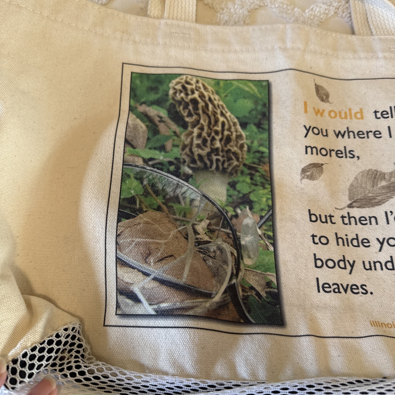 New Mushroom Collecting Cloth BAG Tote Cotton Morel Hunting Illinois Wild Foods