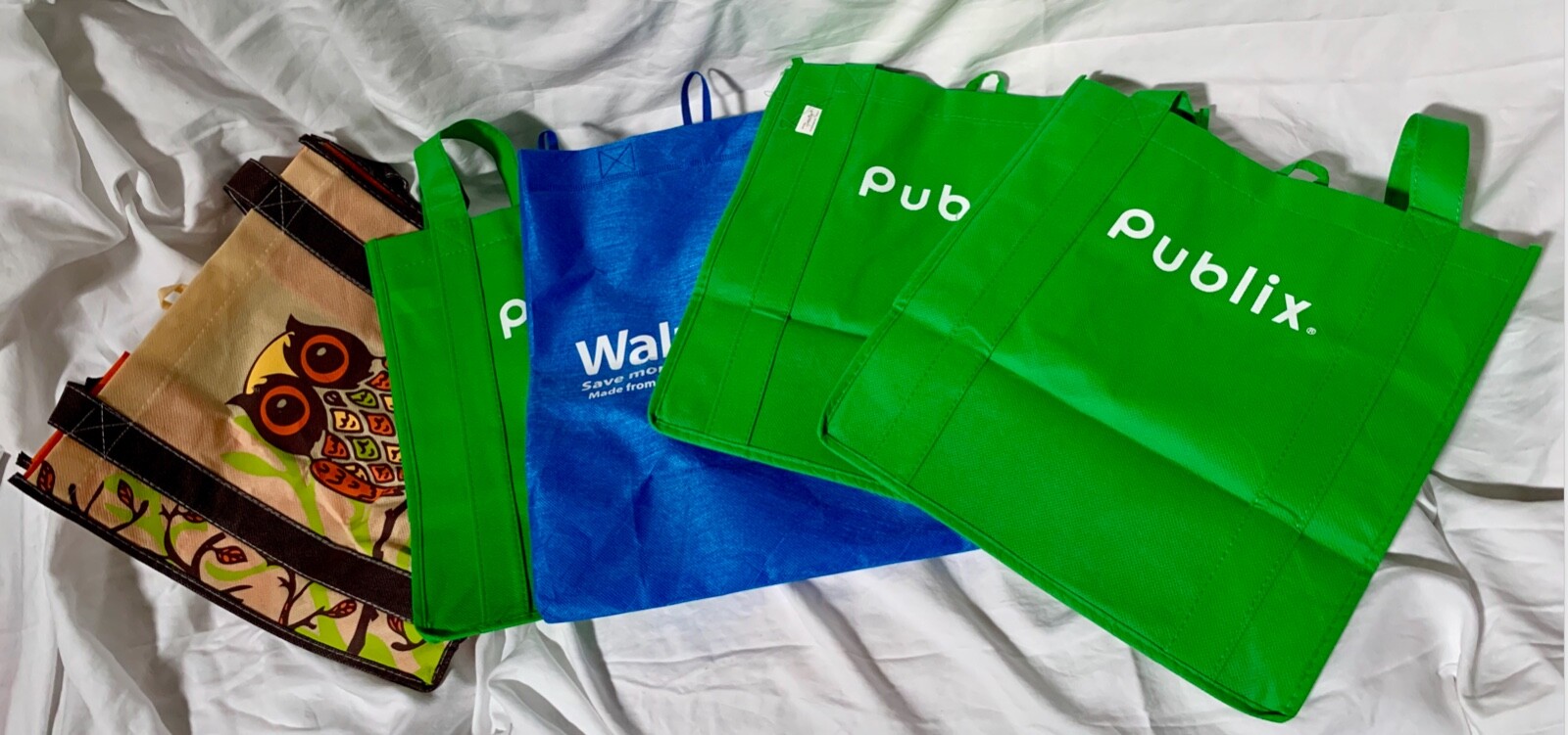 Lot of 8 Reusable Grocery Shopping Tote Bags Various Styles