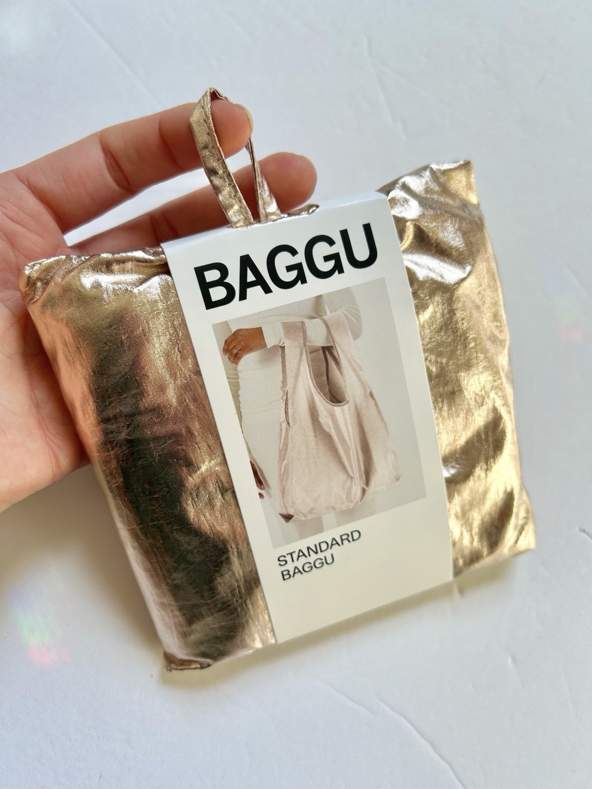 NEW! Baggu STANDARD BAG in “Rose Gold Metallic” Washable Recycled Nylon RARE!!!