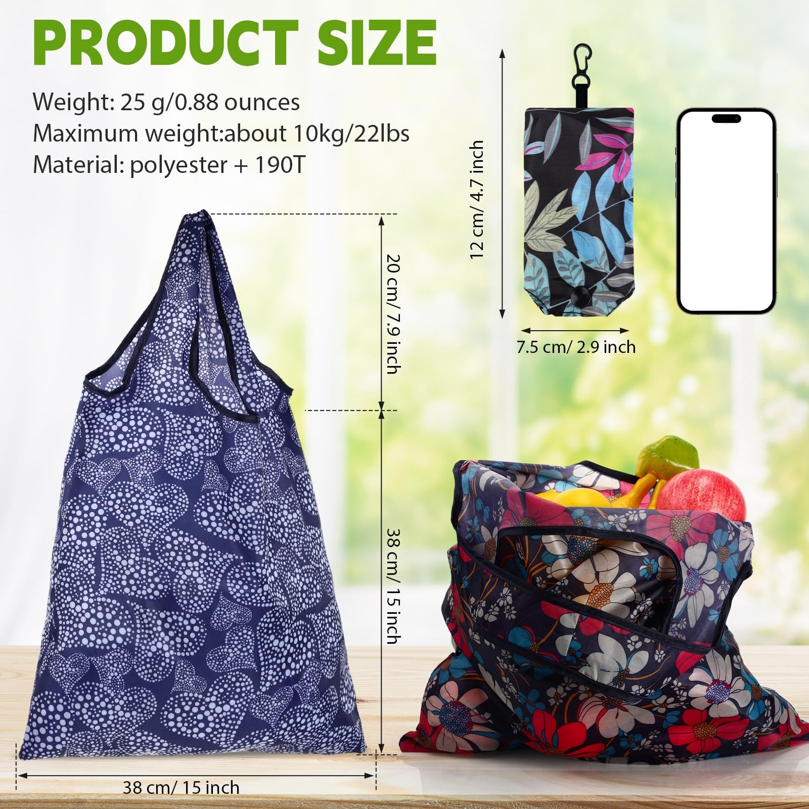 Reusable Shopping Bag Foldable Recycle Travel Grocery Pocket Bulk 24 PCS