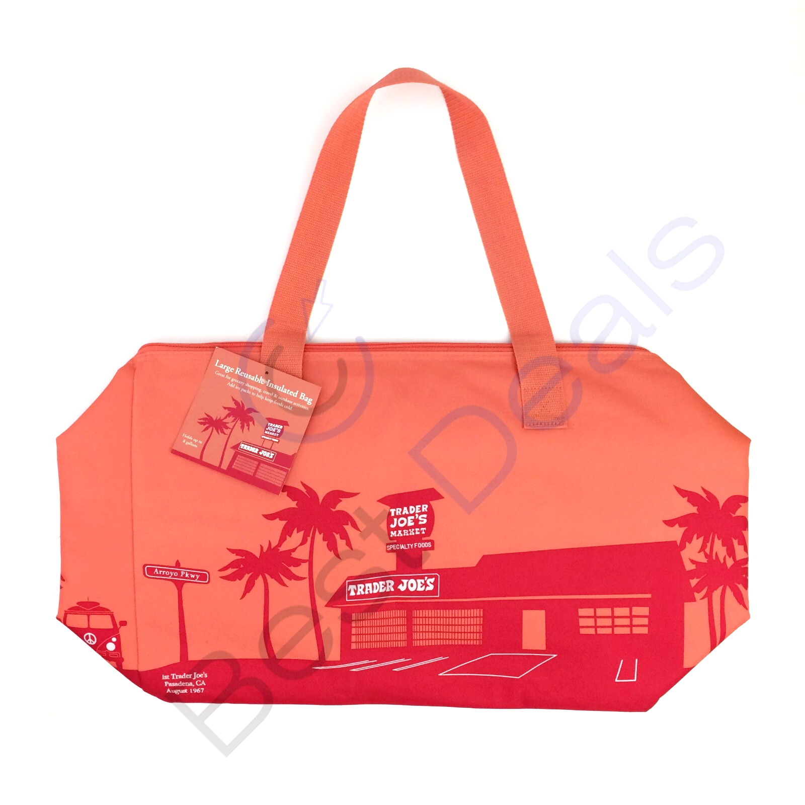 Trader Joe’s Large Insulated Reusable Shopping Tote Bag 8 Gallon Peach Color