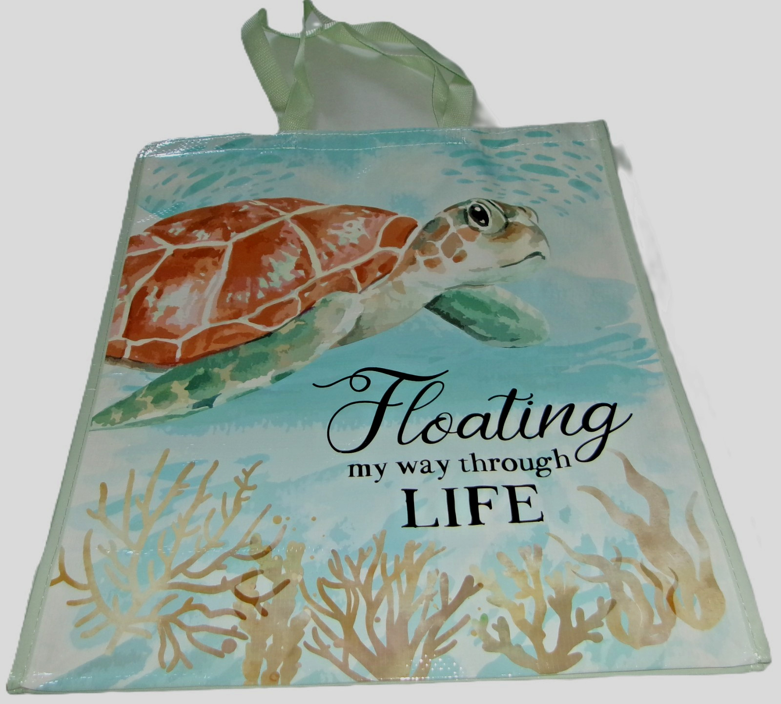 Coastal Reusable Tote Bag~19″X 17″X 7″~ FLOATING MY WAY THROUGH LIFE