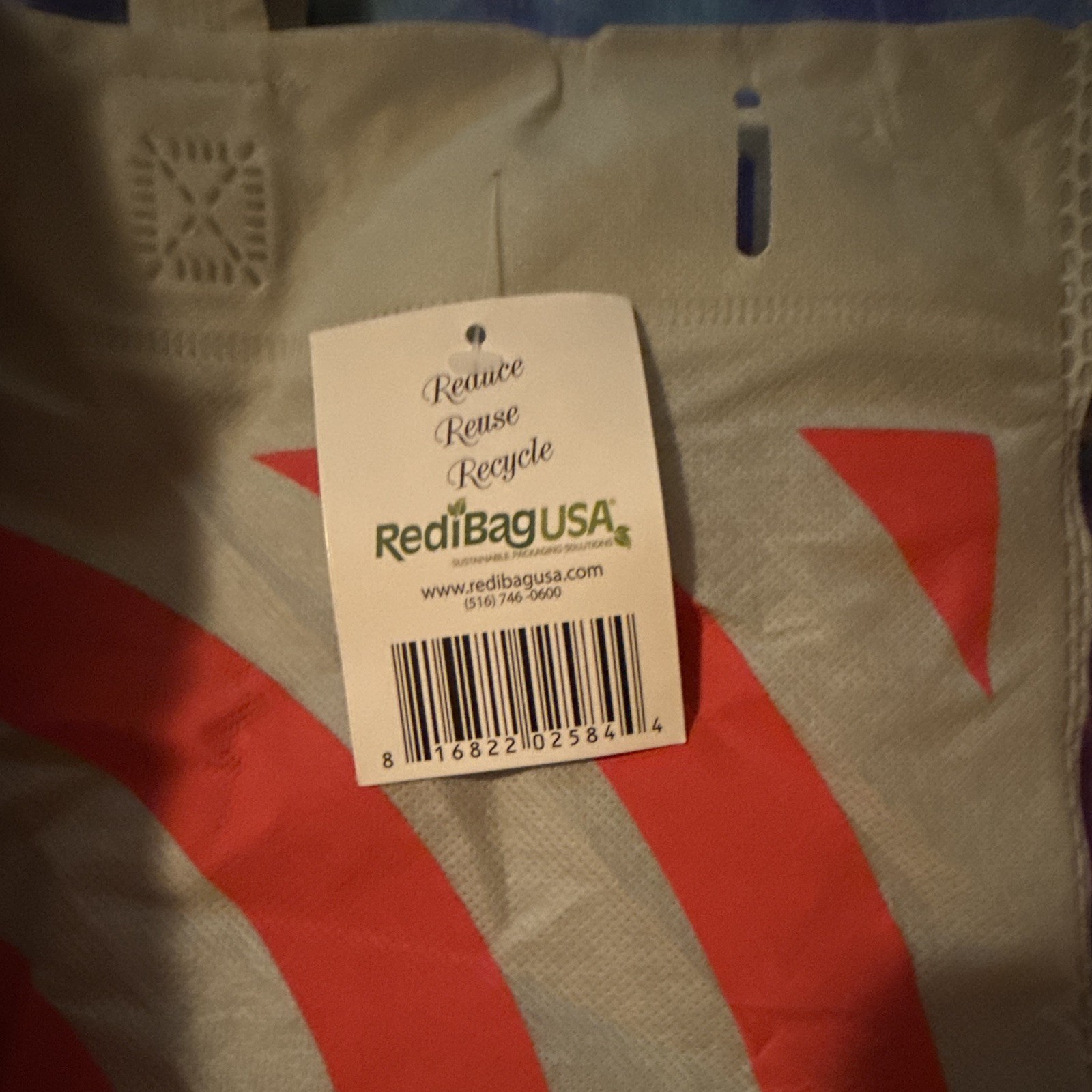 RediBagUSA Reusable Shopping Tote Bag Large Gray/Red Target Bullseye 15x13x8 in