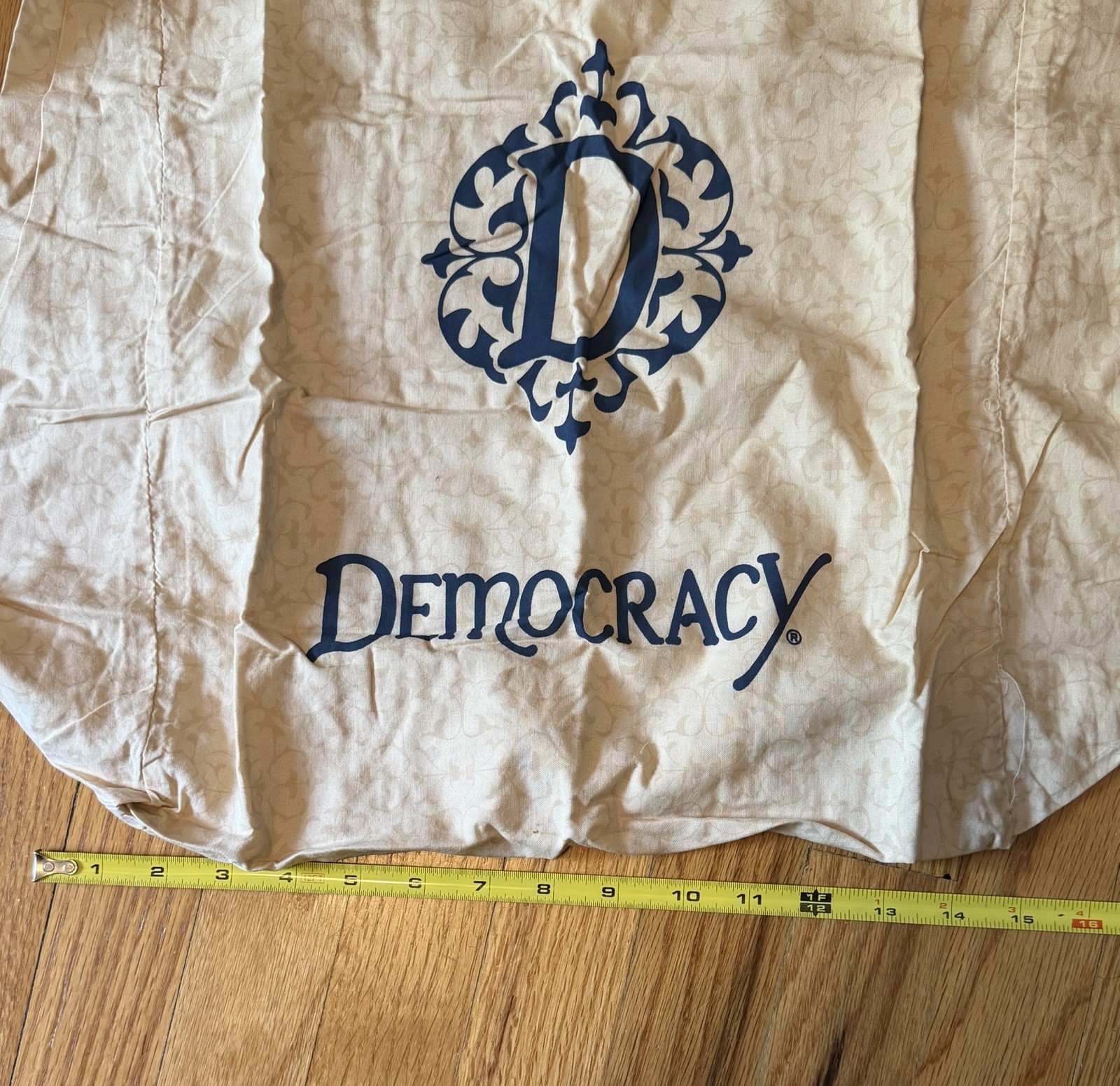 Democracy Reusable Foldable Cotton Shopping Tote Bag Beige Blue Medium
