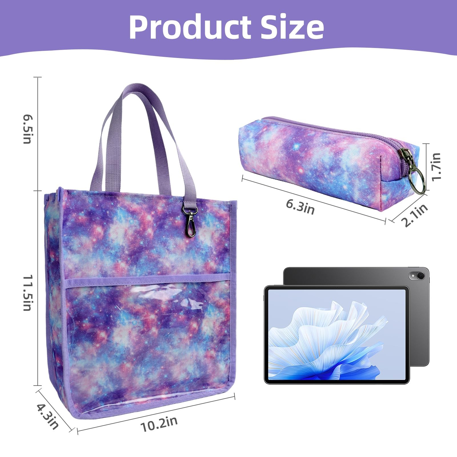 Girls Classic Tote Bag,Lightweight ，Durable with Hook for School Library Pait…