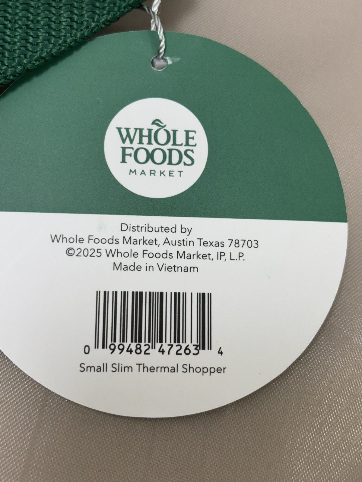 Whole Foods Market Small Slim Thermal Shopper Bag Hot -Cold Reusable NWT