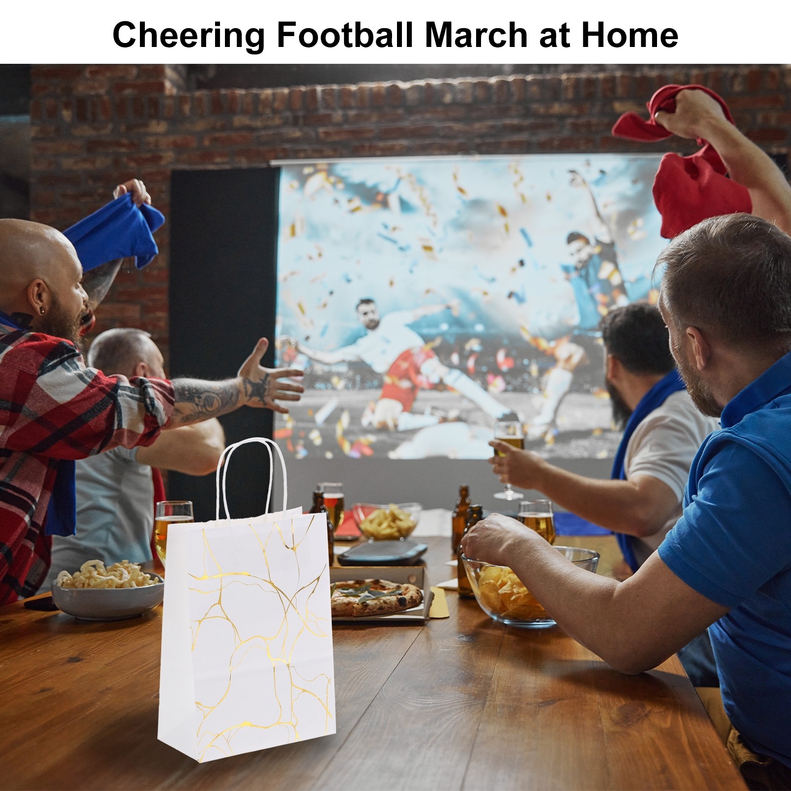 24Pcs Kraft Gift Bags with Handles Bulk, White Marble Party Favor Bags