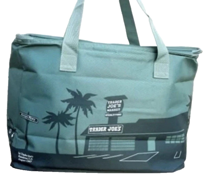 Trader Joe’s Large Insulated Tote Cooler Bag Dusty Blue 8 Gallons