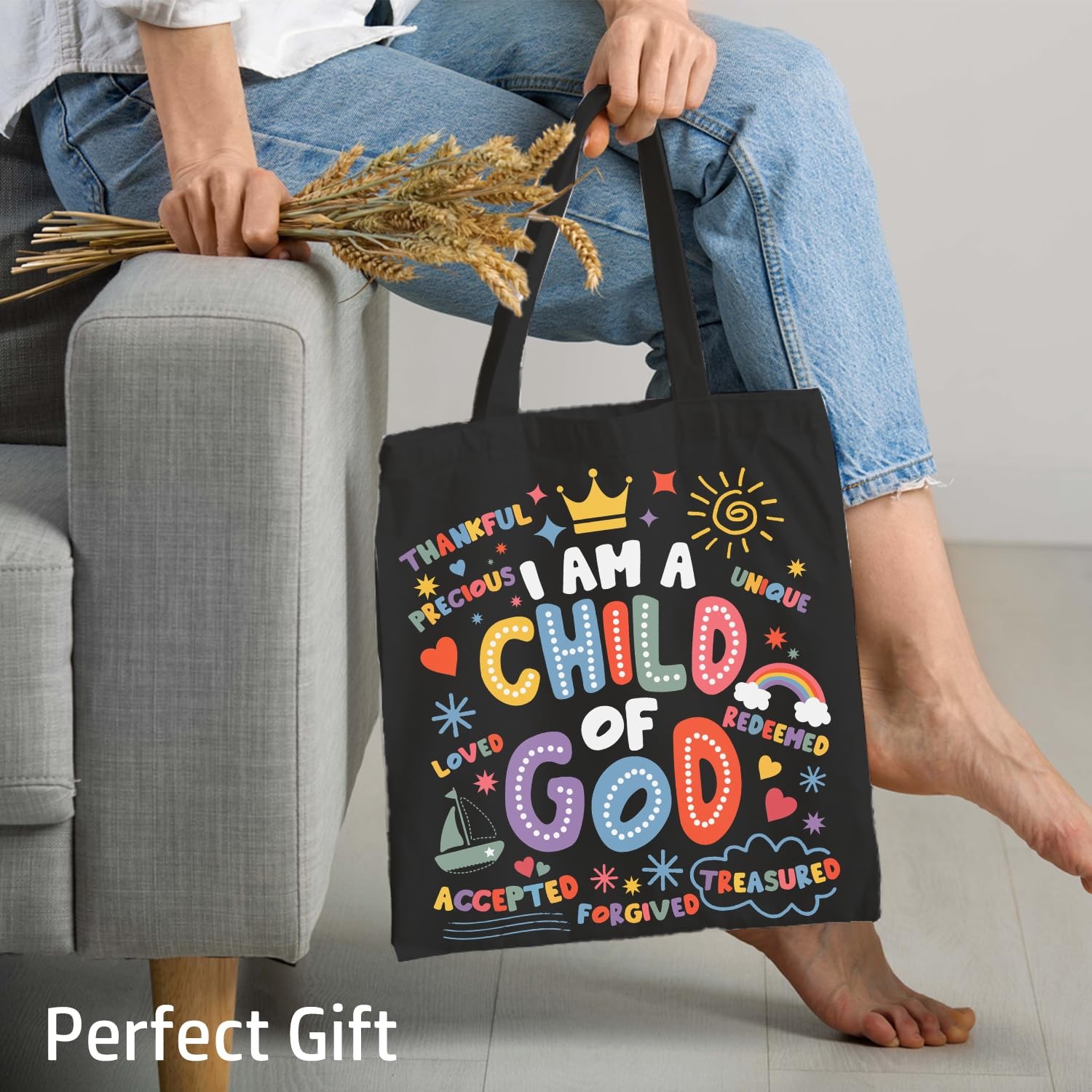 Chicimln Boho Christian Tote Bag, Bible Verse Canvas Tote Bags, Christian Fai…