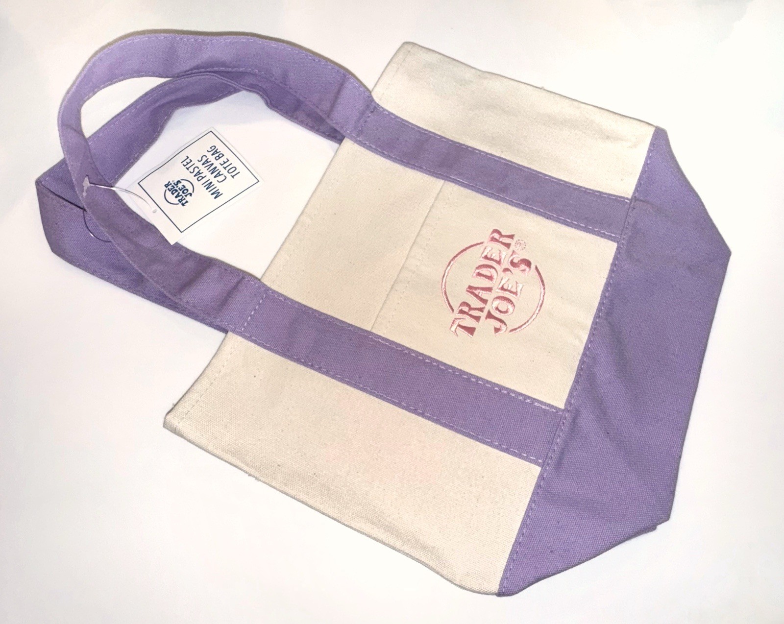 Complete Set of Four Trader Joe’s Mini Pastel Canvas Tote Bags New w/Tags