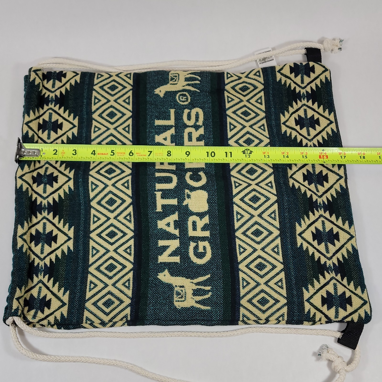 NEW Natural Grocers 2022 Alpaca Wool Bag Tote Drawstring Backpack Woven Ecuador