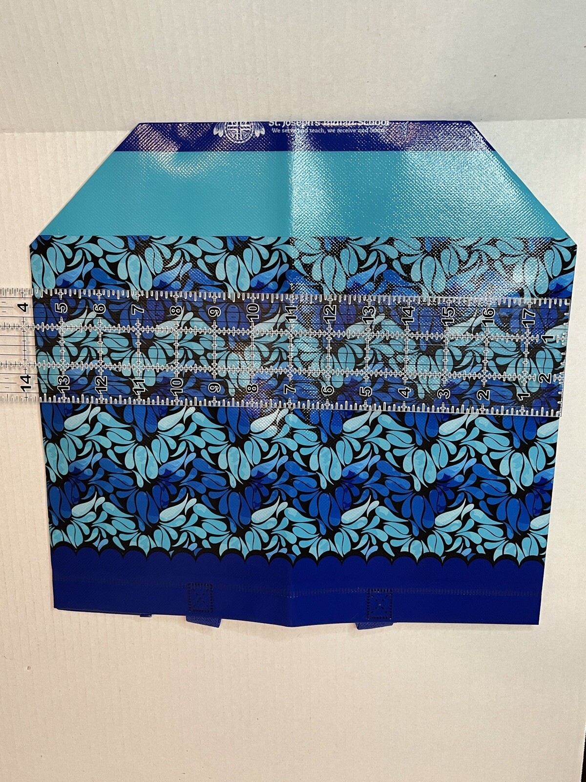 NEW Floral Print Blue Bottom Shopper Beach Gym Tote Bag 14 x 10.5