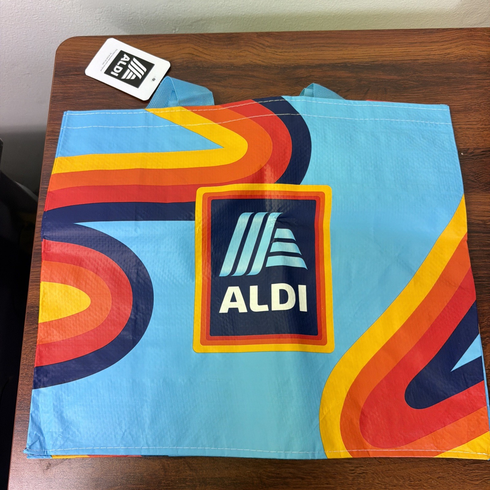 ALDI Reusable Tote Shopping Bag Rainbow Multi Color Classic Carry w/ Tag (x10)