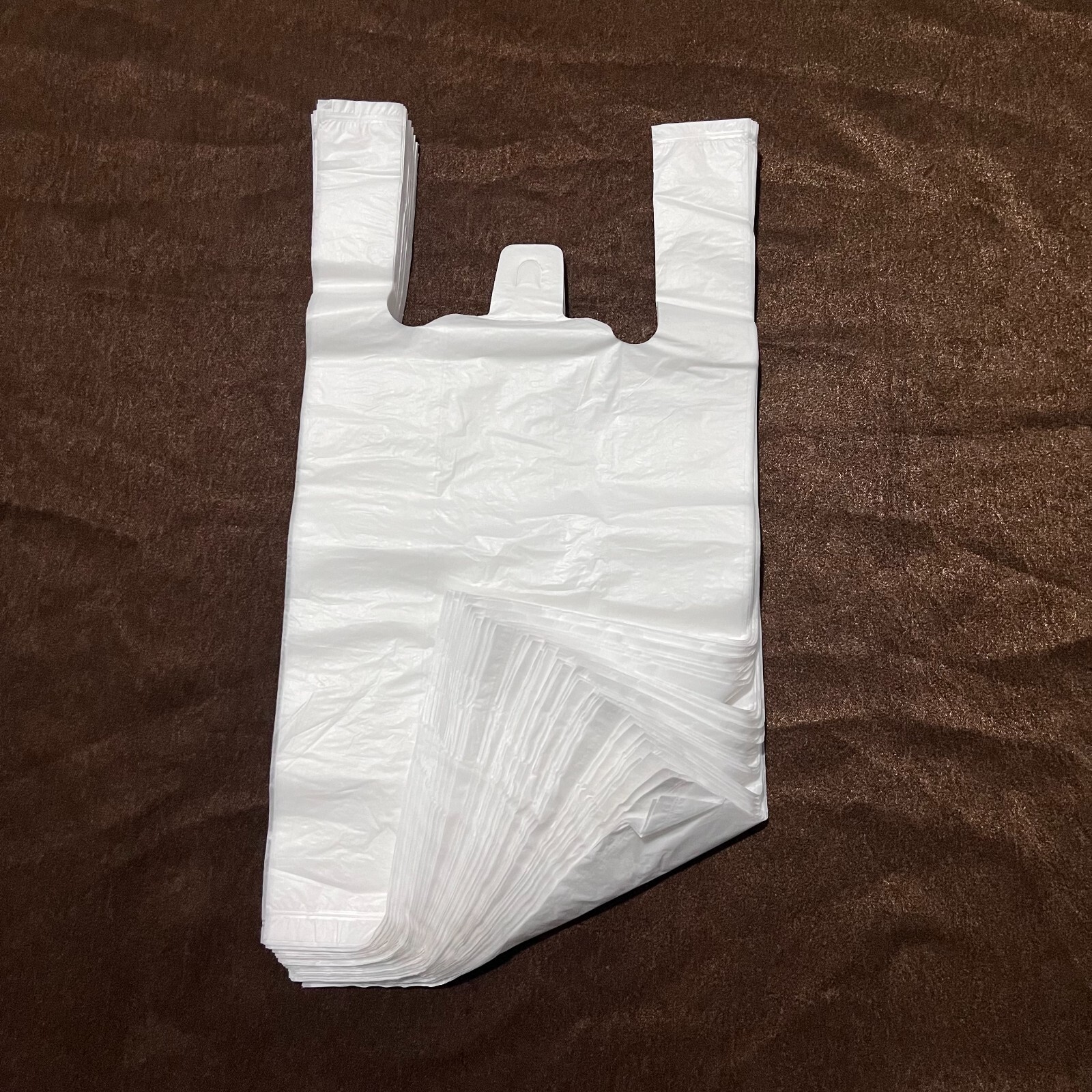 100Pcs Shopping Bag 7.4×13.5in Carry Out Retail Supermarket Grocery White Bag