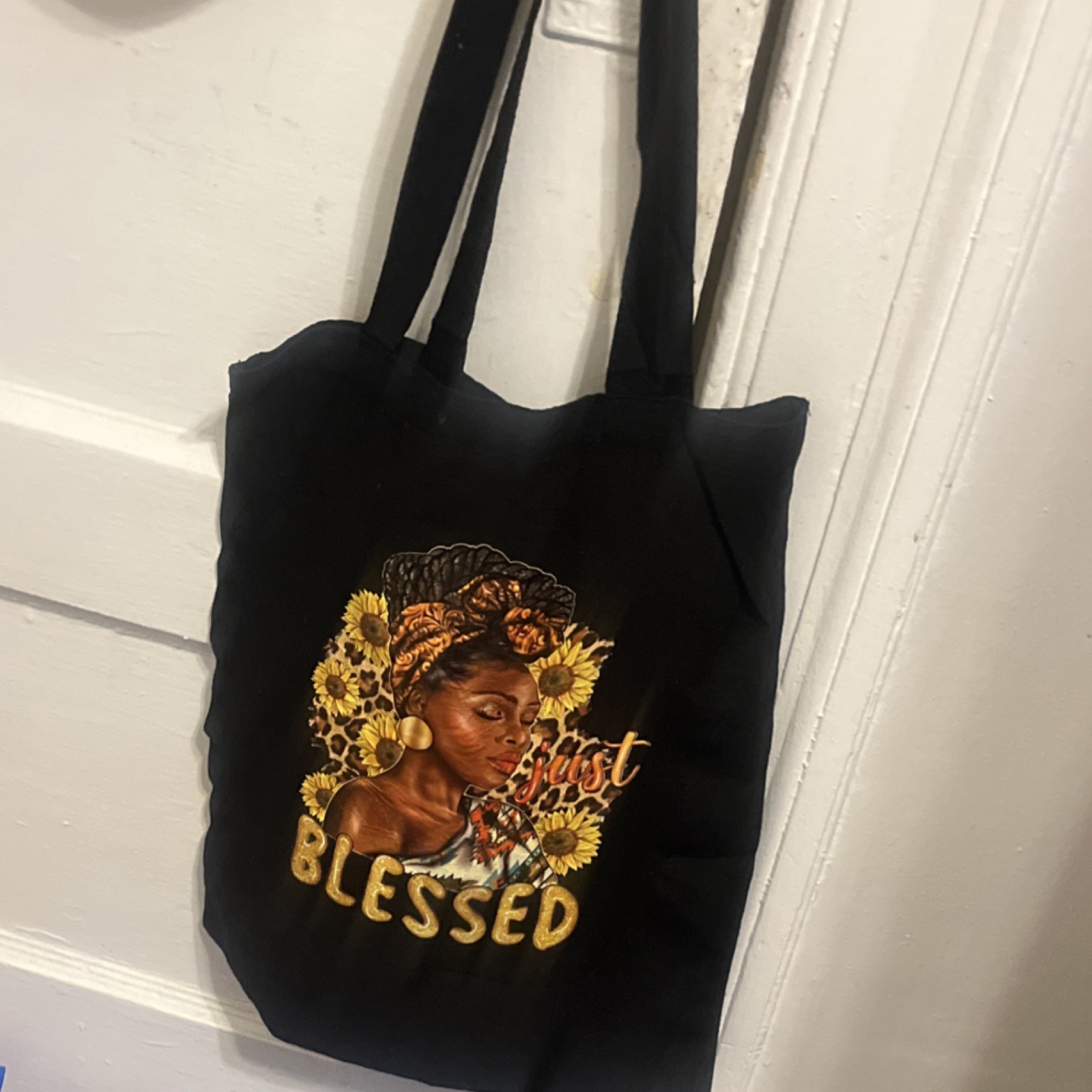 Blessed Tote Bag Gift for Mom Black Canvas Reusable Bag Mother’s Day Gift
