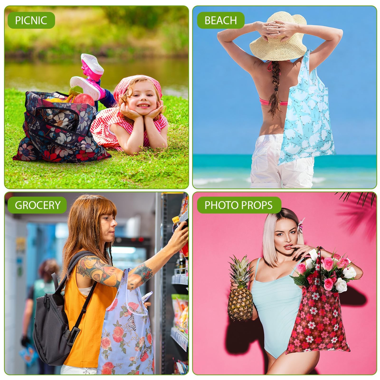 Reusable Shopping Bag Foldable Recycle Travel Grocery Pocket Bulk 24 PCS