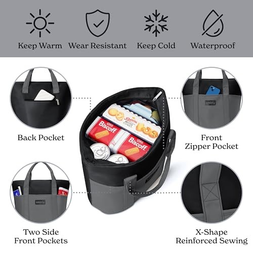 Grey Collapsible Cooler Bag – Large Thermal Insulated Grocery Bags