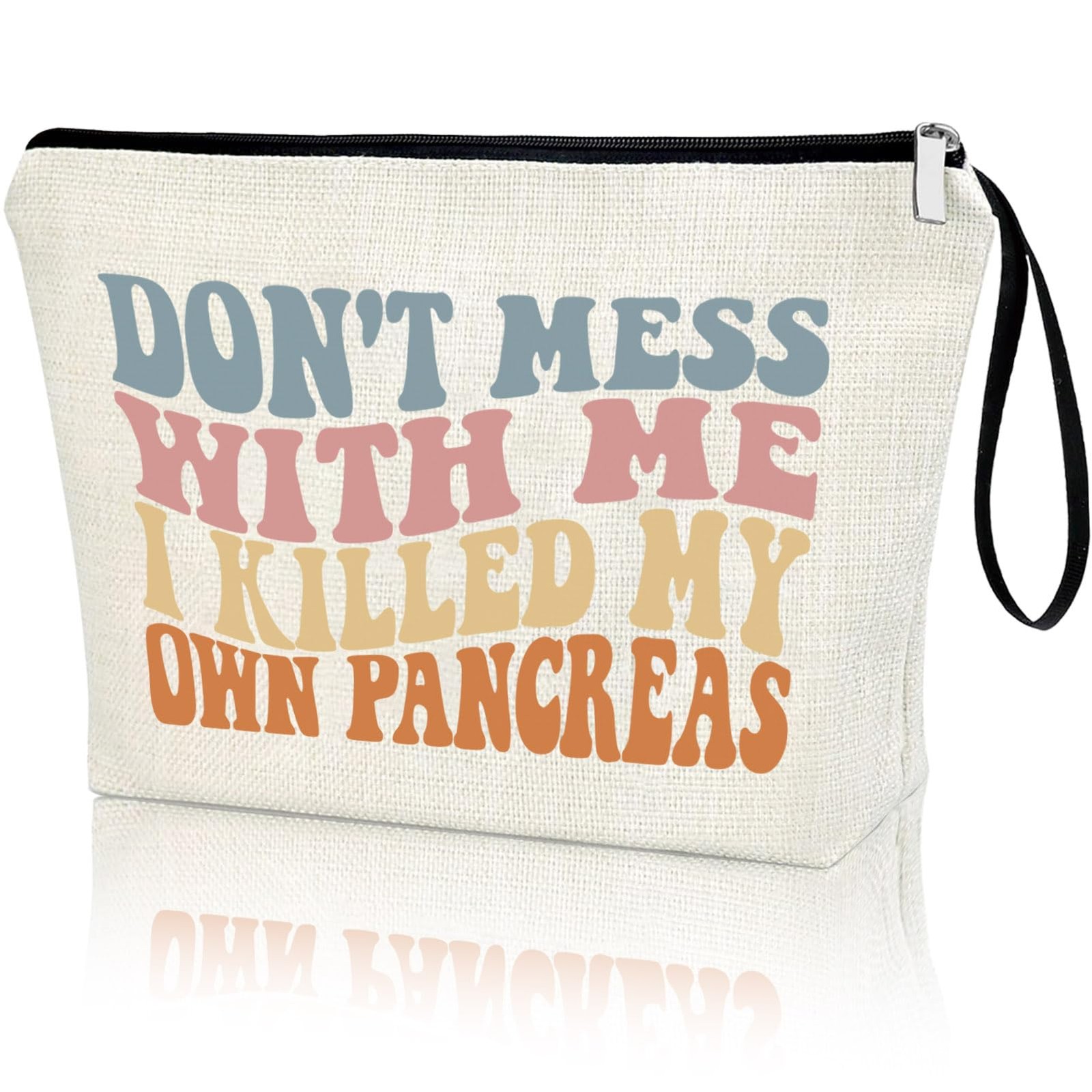 Diabetes Zipper Bag Type 1 Support Awareness Compact, White