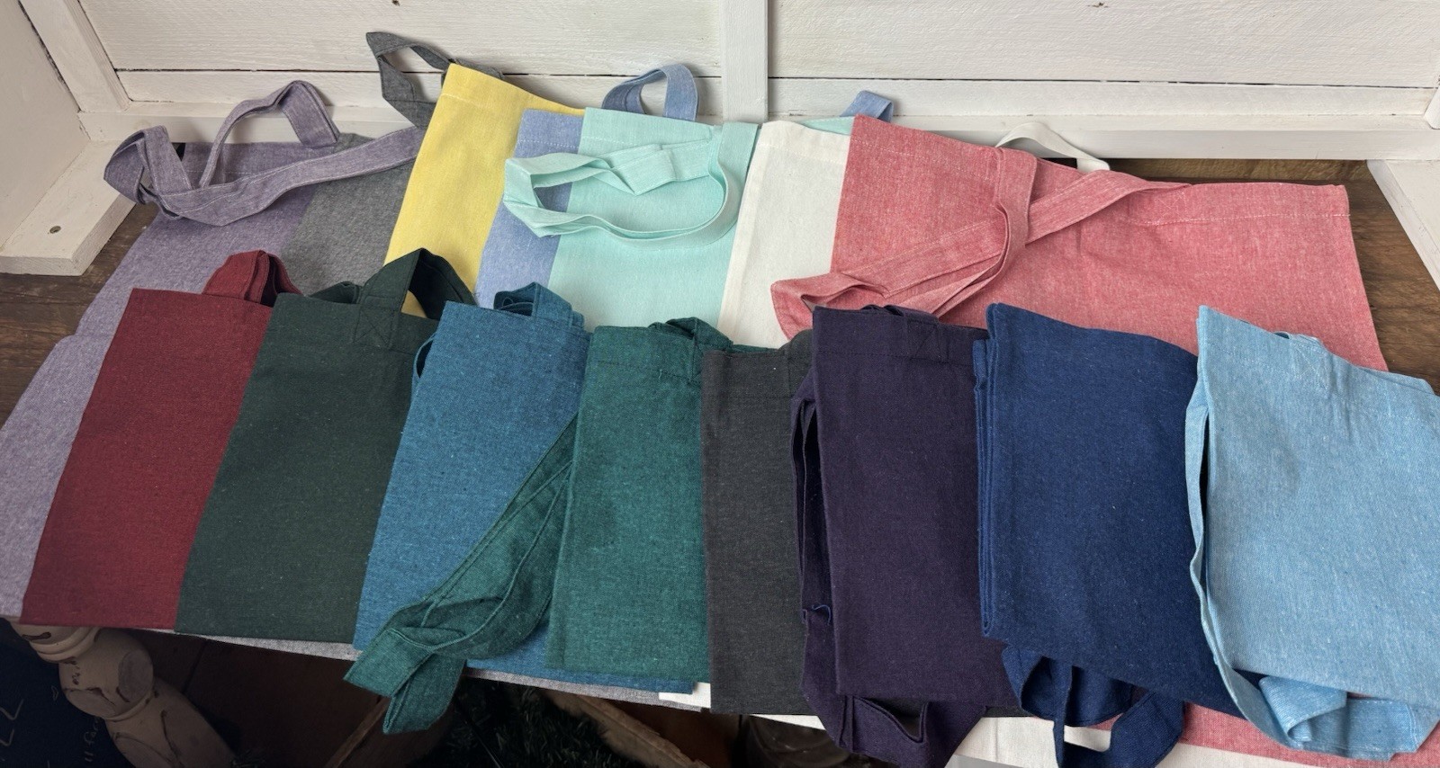 Pack of 15 Recycled Cotton Tote Bags Cotton Reusable Tote Bag Multicolor