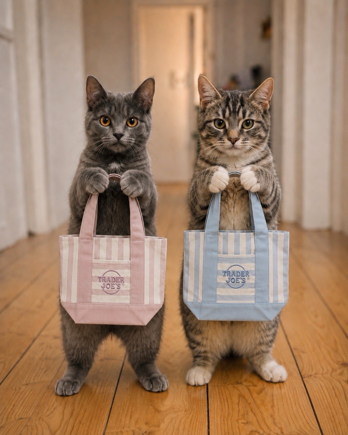 Trader Joe’s Mini Pastel Stripe Canvas Tote Bags Set of 4 NWT Limited 2026