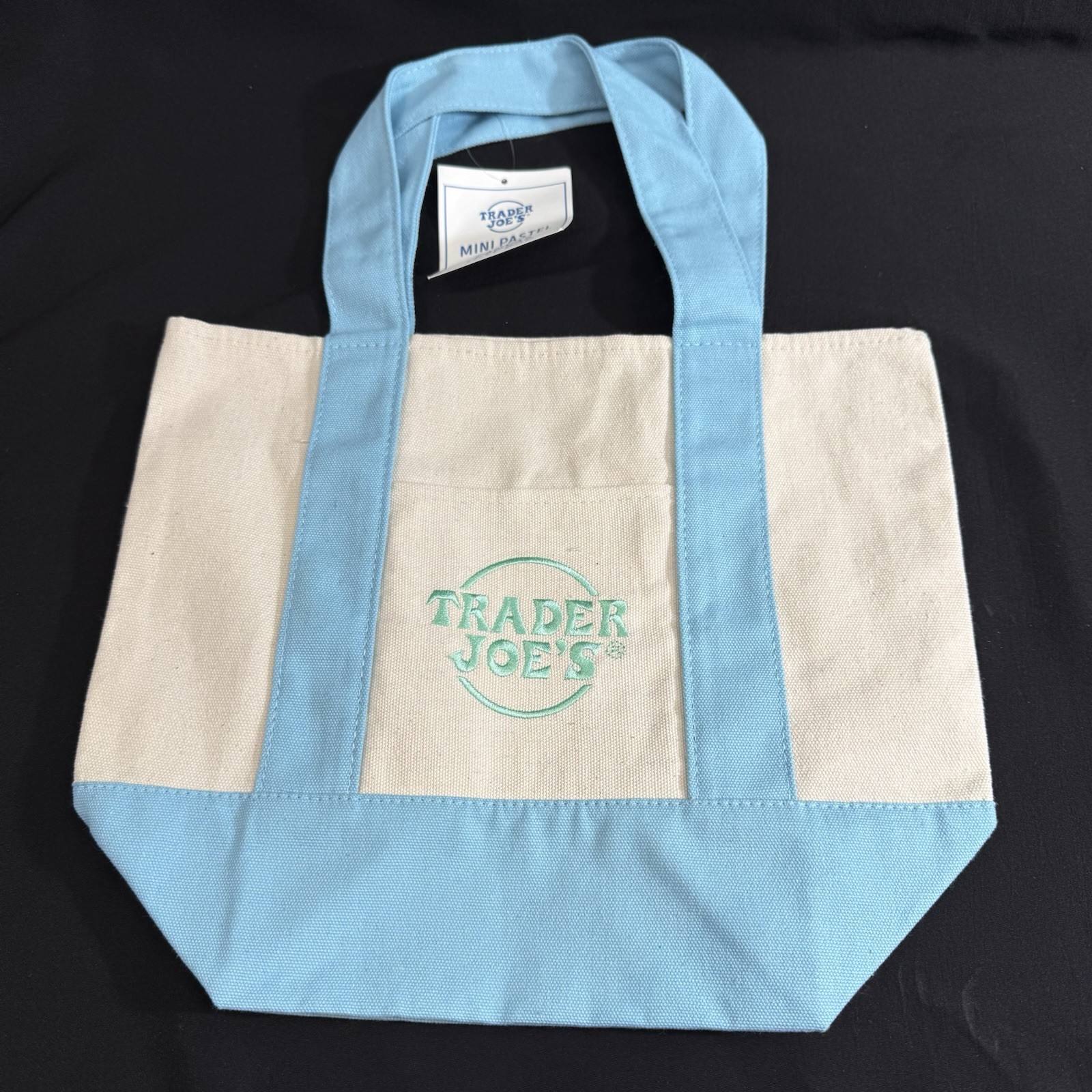 Trader Joe’s Mini Pastel Canvas Tote Bag in Blue NWT