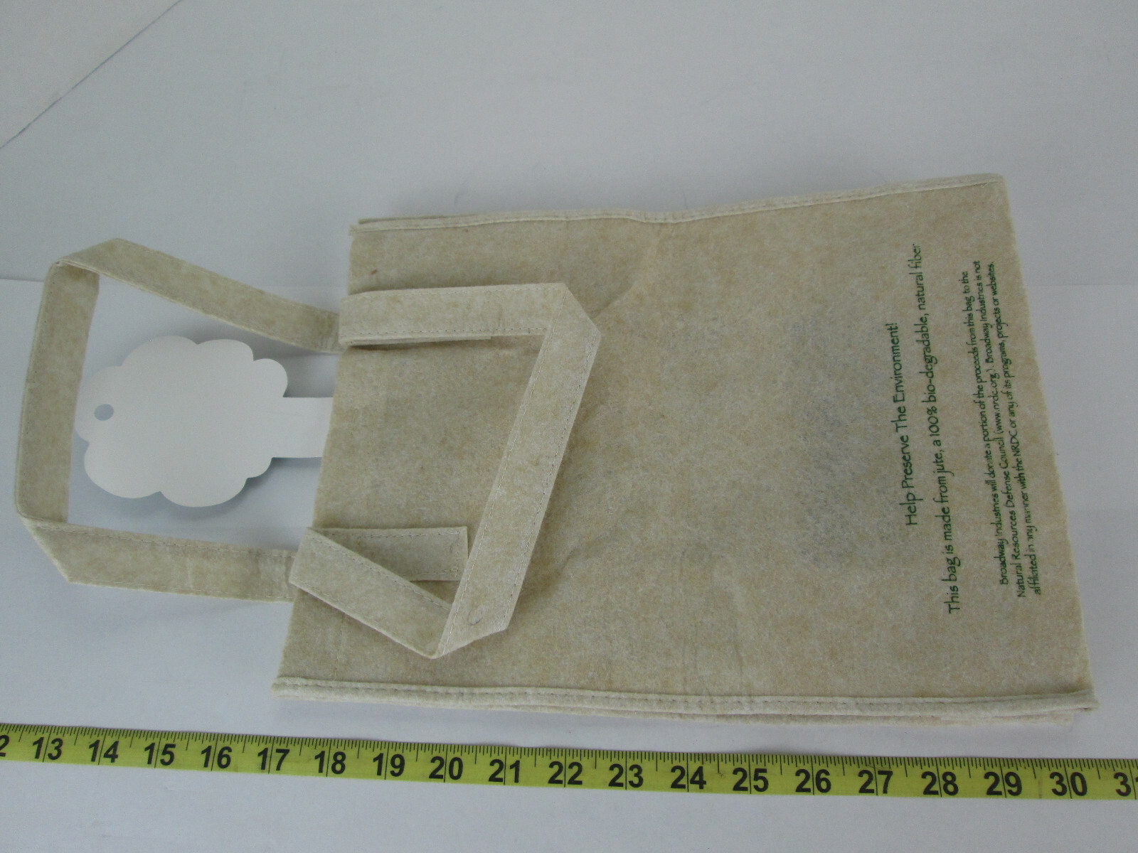 Lot of 2 New Go Green Jute Reusable Tote Bag 10″ x 5″ x 13″ Bio-degradable Fiber