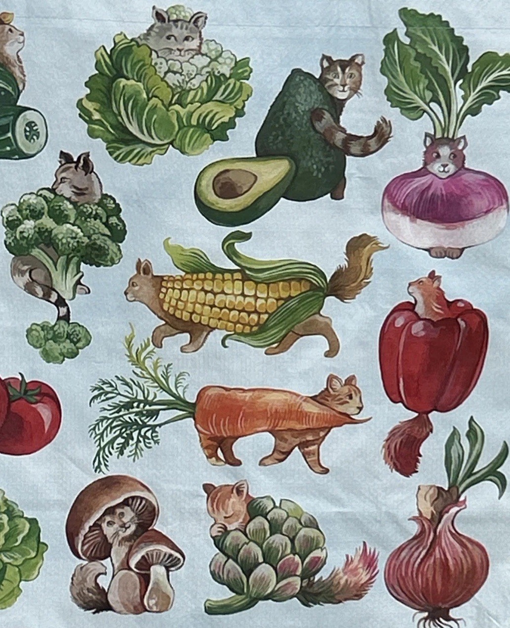 Marshalls Reusable Cat Vegetable Tote Bag Kitty Produce Veggie Grocery Bag NEW