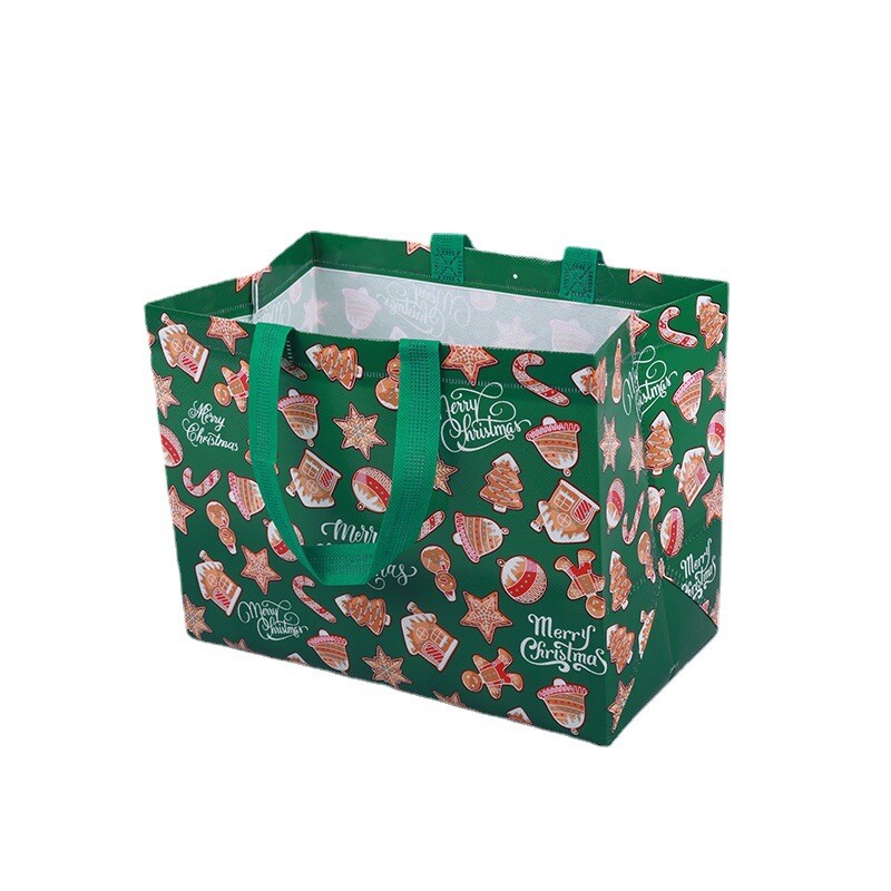 Reusable Grocery Bags Shopping Totes Christmas Santa Xmas Holiday Gift Set of 4