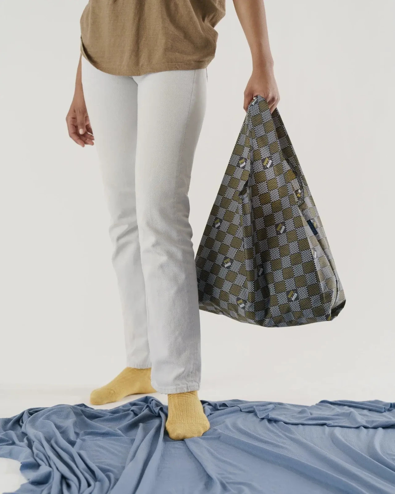 NWT Baggu Standard Reusable Shopping Bag Tote WOVEN CHECK US seller SoldOut Rare